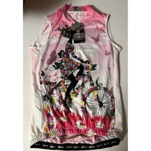 Weimostar Womens Quick Dry Cycling Jersey Top Floral Full Zip Pockets Pink M